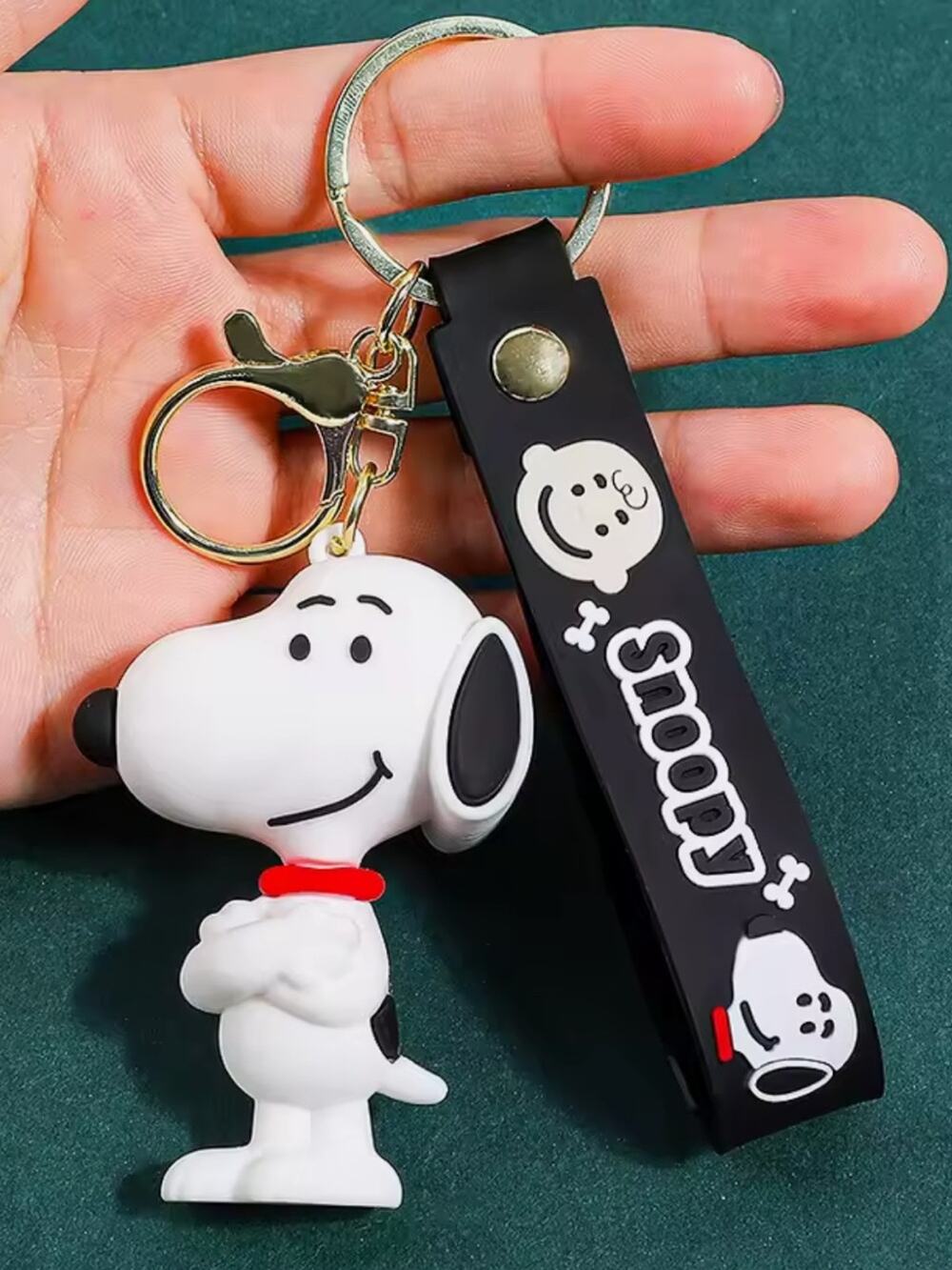 Snoopy Silicone Keychain with Black Strap